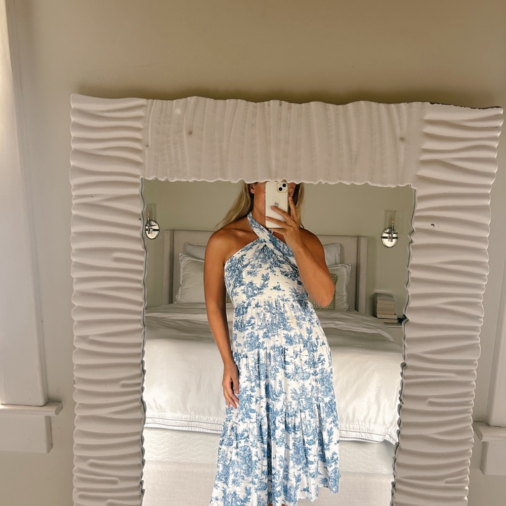 Blue and White Halter Dress
